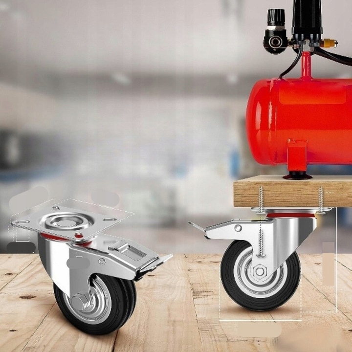 KÓŁKA OBROTOWE 75mm 200kg KOŁA METALOWO GUMOWE ZESTAW JEZDNY WÓZKÓW