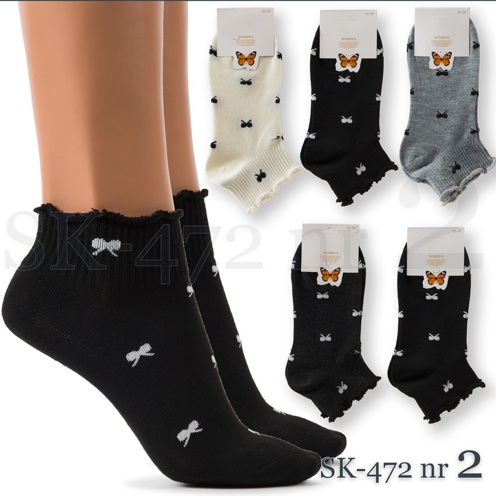 5x Skarpetki damskie BAWEŁNIANE WYGODNE SKARPETY falbanka JAKOŚĆ