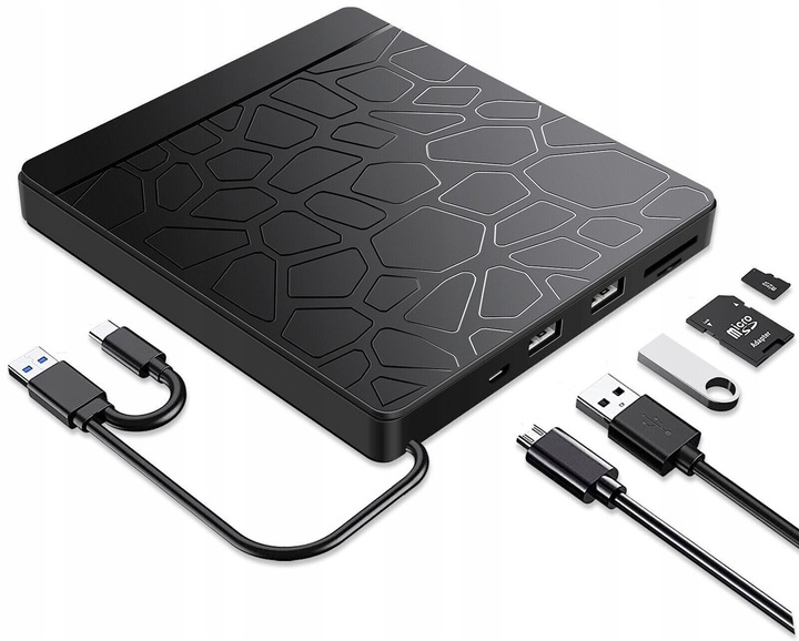 Zewnętrzna nagrywarka napęd na płyty CD DVD Hub SD TF USB 3.0 do laptopa