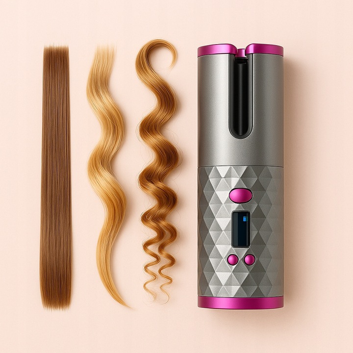 Bezprzewodowa lokówka automatyczna LCD fale loki obrotowa USB Do