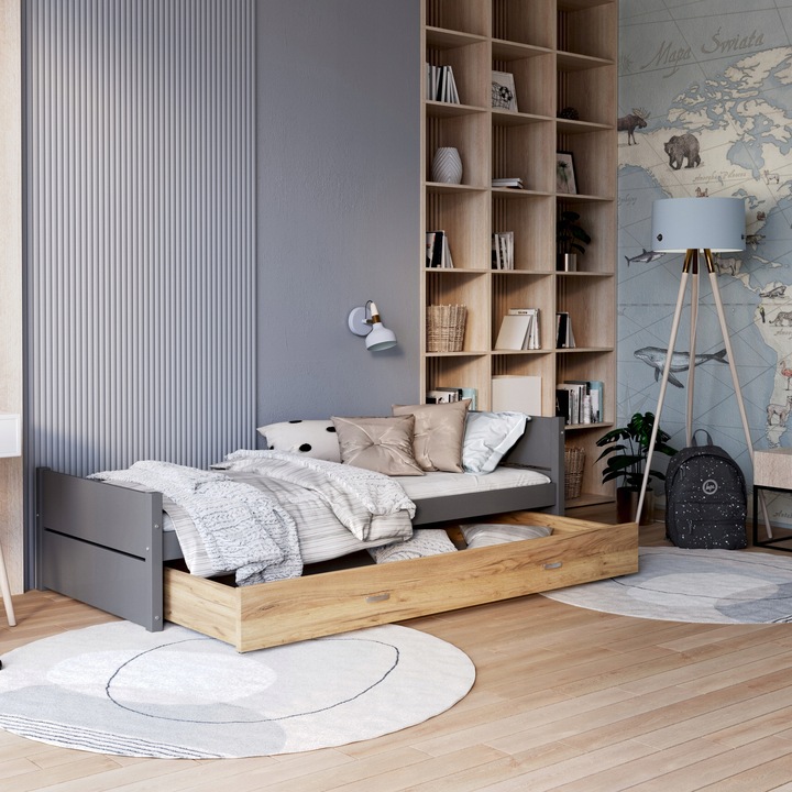 Łóżko młodzieżowe 90x200 szuflada materac TYMON