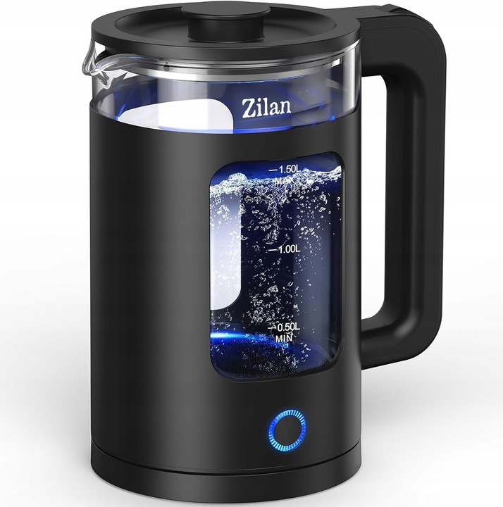 CZAJNIK ELEKTRYCZNY SZKŁO CZARNY 1,5L 1650W