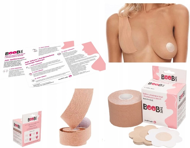 TAŚMA UNOSZĄCA BIUST MODELUJĄCA DEKOLT PUSHUP TAPING BOOB TAPE ULOTKA PL
