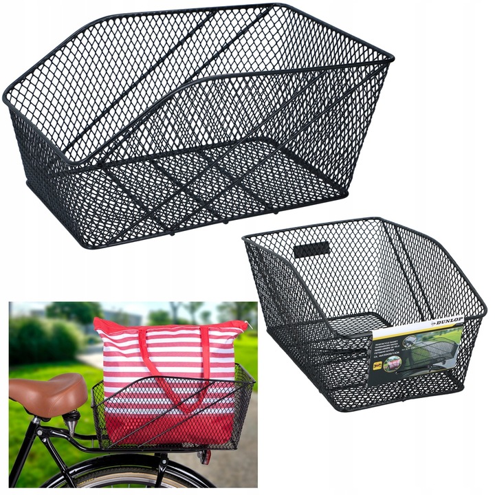 Kosz metalowy rowerowy duży koszyk na rower bagażnik DUNLOP 13L + ODBLASK