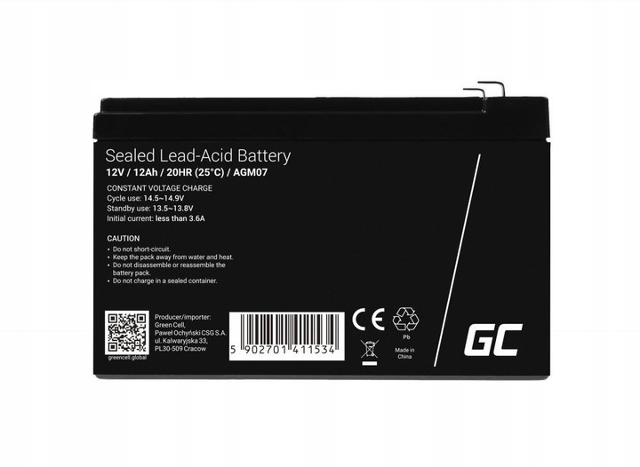 AKUMULATOR AGM VRLA GREENCELL do UPS 12V 12Ah