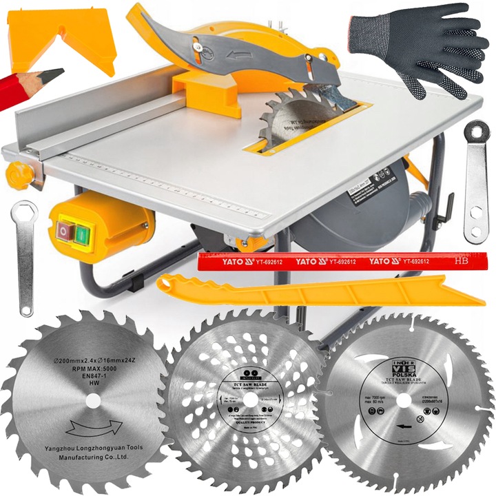 PIŁA STOŁOWA PILARKA KRAJZEGA DO CIĘCIA DREWNA CYRKULARKA 3 TARCZE
