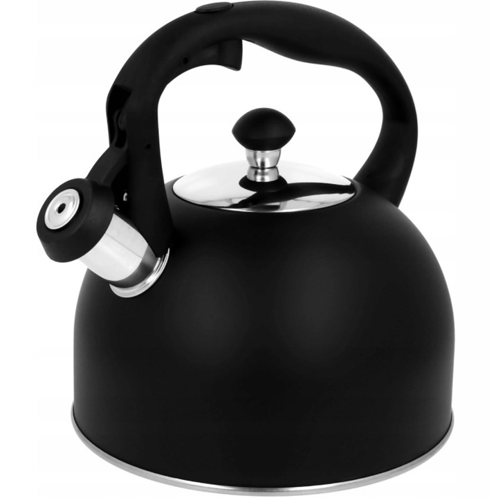 CZAJNIK INDUKCJA GAZ Z GWIZDKIEM TRADYCYJNY CZARNY MATOWY POJEMNY 2,5 L