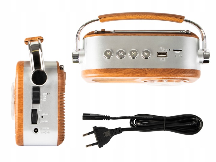 RADIO KUCHENNE RETRO PRZENOŚNE BLUETOOTH FM NA BATERIE R20 SIECIOWE