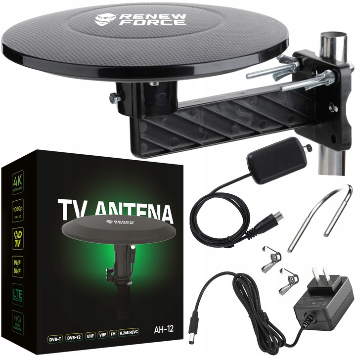 Antena Zewnętrzna Aktywna DVB-T2 do TV Dookólna FHD 4K MUX-8 LTE Wzmacniacz