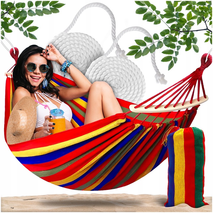 HAMAK OGRODOWY 2 OSOBOWY HUŚTAWKA XXL MOCNY WZMOCNIONY PAŁĄK DUŻY + TORBA