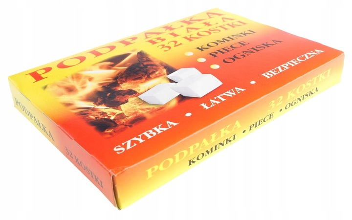 Podpałka rozpałka do grilla kominka pieca ogniska biała 32 kostki 10op.