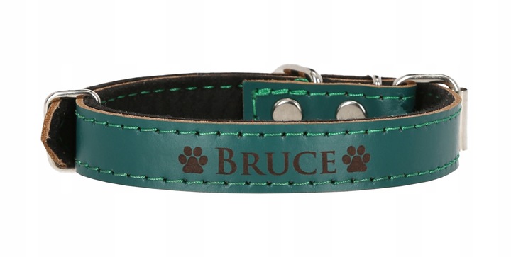 OBROŻA DLA PSA Z IMIENIEM GRAWEREM SKÓRZANA 33-41cm