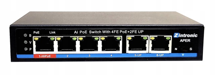 Switch POE 4xPOE 2xUplink 65W HI-POE APER