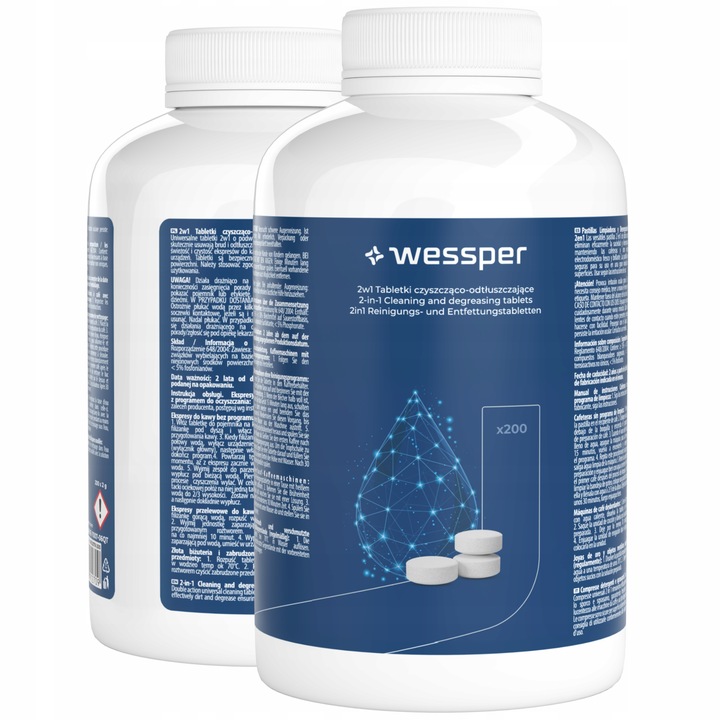 Wessper 2w1: tabletki czyszczące do ekspresu i odtłuszczające 200