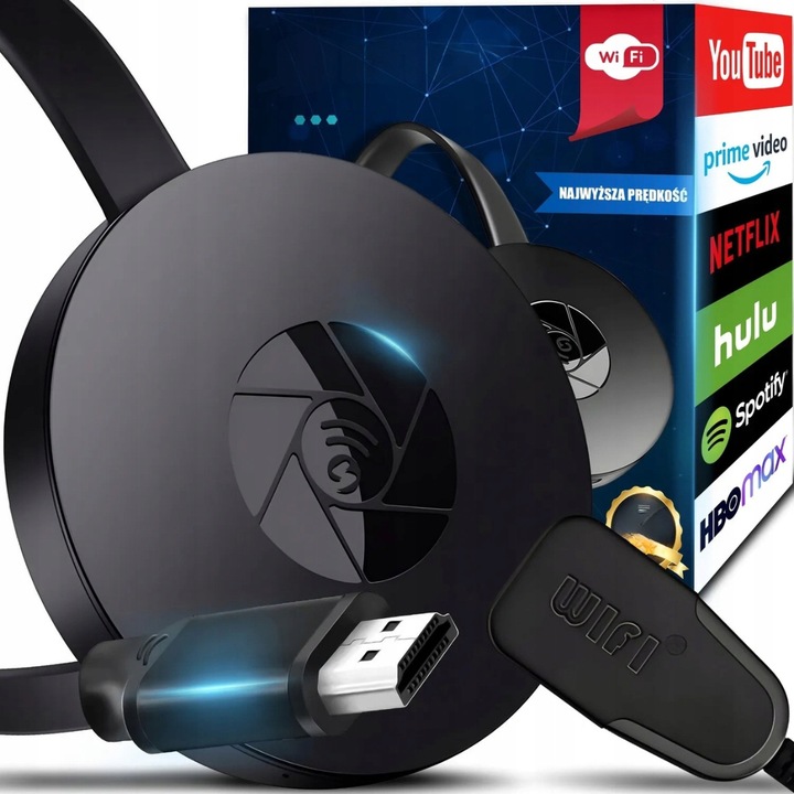 ADAPTER WIFI HDMI BEZPRZEWODOWY MIRRORSCREEN CHROMECAST 2W1 DUŻY