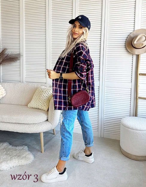 KOSZULA DAMSKA w kratę luźna zapinana na guziki