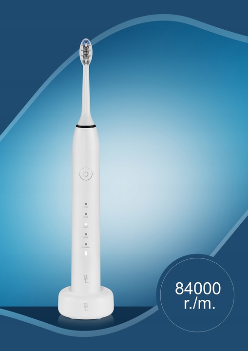 Szczoteczka soniczna do zębów 84tys r/min 5 Tryb 4 Końcówki INDUKCJA BIAŁA