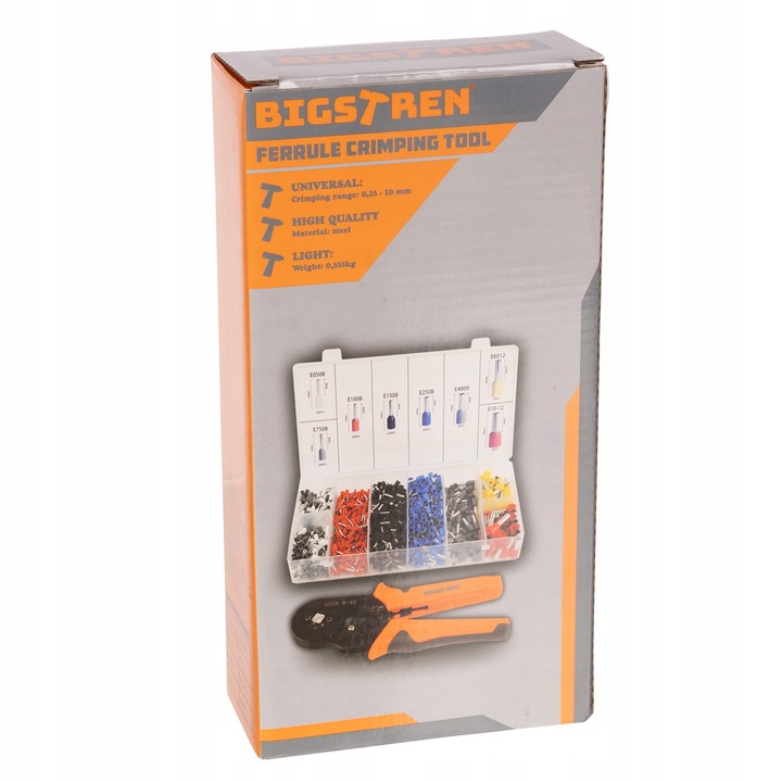 Zaciskarka do Tulejek Praska do Konektorów Kabli + 1200 Końcówek 0,5 -