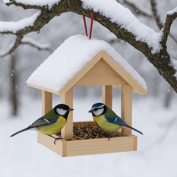 Karmnik dla ptaków + ziarno pokarm do samodzielnego malowania