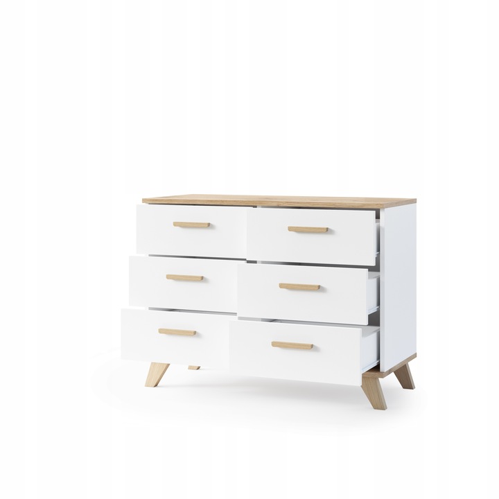 Komoda Szafka RTV 100cm Biały MAT DĄB Wotan Szuflady 2 Drzwi Salon