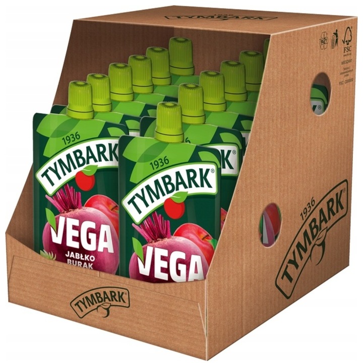 Tymbark Mus Jabłko Burak Truskawka 100 g 12 sztuk