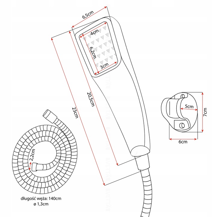 ZESTAW PRYSZNICOWY słuchawka wąż uchwyt srebrna CIŚNIENIE OSZCZĘDNA