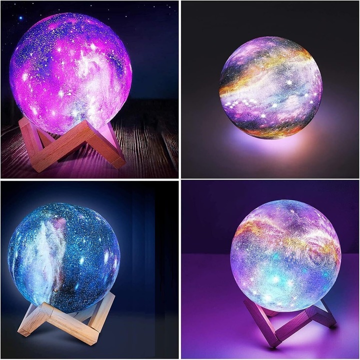 LAMPKA NOCNA LAMPA 3D Księżyc 48cm MOON LIGHT RGB Projektor Gwiazd + pilot