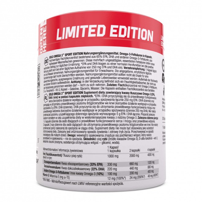 OLIMP GOLD OMEGA 3 SE 200kaps LIMITED KWASY TŁUSZCZOWE EPA DHA WITAMINY