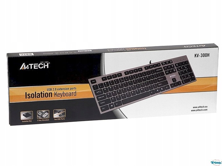 PŁASKA WYSPOWA KLAWIATURA A4TECH MIĘKKIE NISKIE KLAWISZE + 2x HUB USB