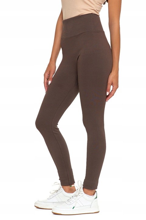 Prążkowane Legginsy Getry Damskie Wysoki Stan Modne Kryjące MORAJ L/XL