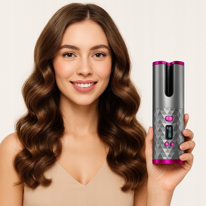 Bezprzewodowa lokówka automatyczna LCD fale loki obrotowa USB Do stylizacji