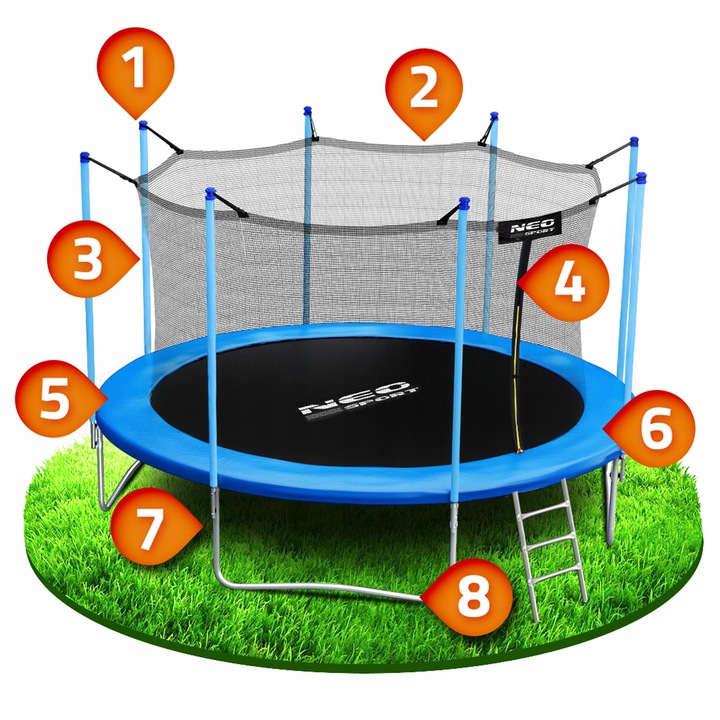 TRAMPOLINA OGRODOWA 374cm 12ft NEOSPORT model 2024