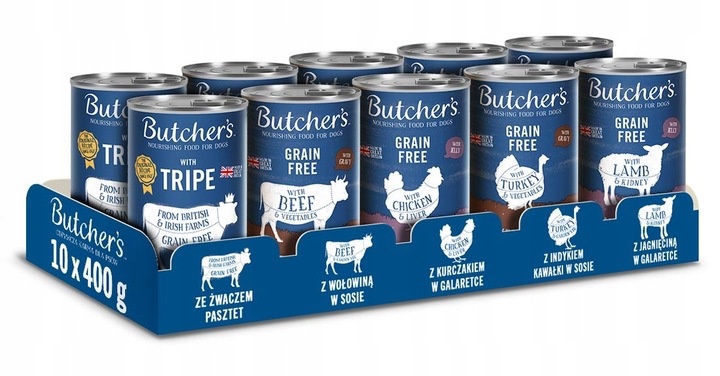 Mokra karma dla psa 10x400g Butchers mix smaków
