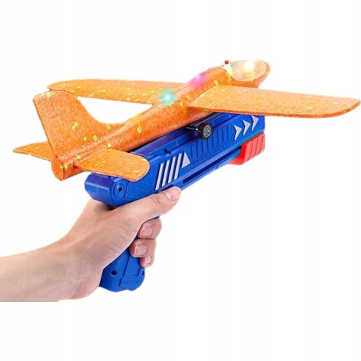 PISTOLET WYRZUTNIA SAMOLOTÓW ZE ŚWIATŁEM RZUTKA SAMOLOT STYROPIANOWY LED