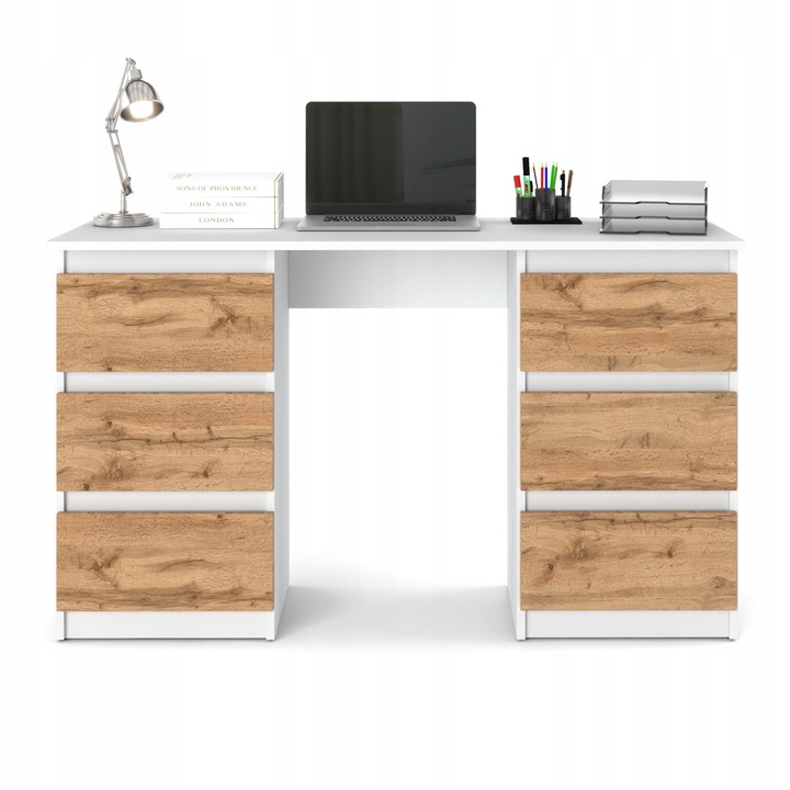 Biurko Białe 120cm Biurko szkolne 6 szuflad Stolik dla dziecka