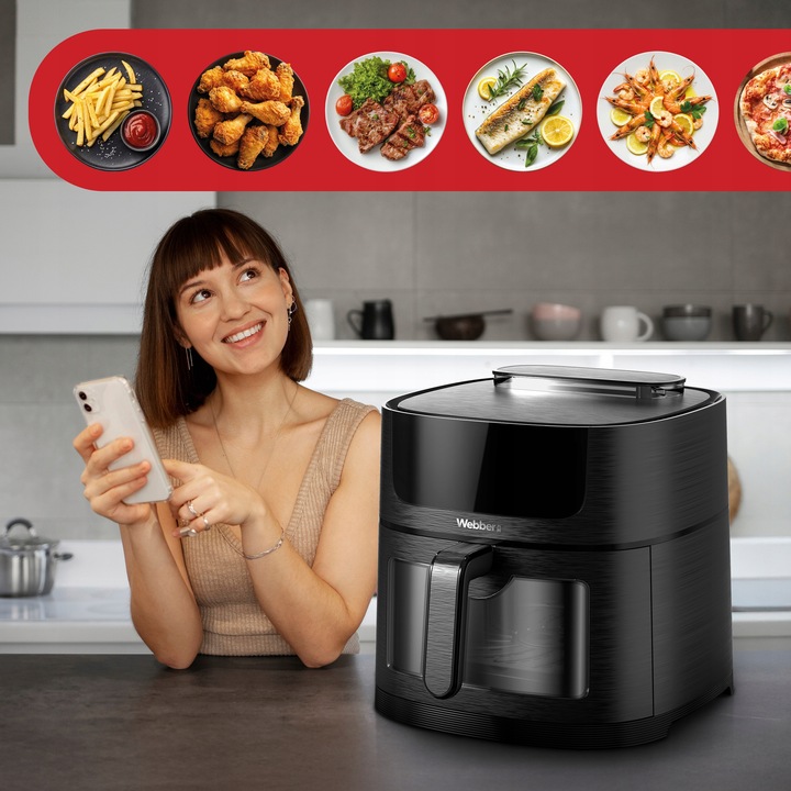 Frytkownica beztłuszczowa 8L Air Fryer Webber 1800W +WIFI +8 programów