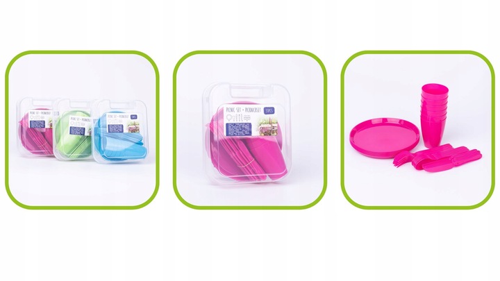 Zestaw piknikowy 31 elementów różne kolory