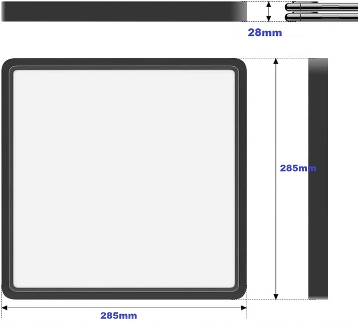 PANEL PLAFON LED 24W NATYNKOWY NIEMRUGAJĄCY CZARNY