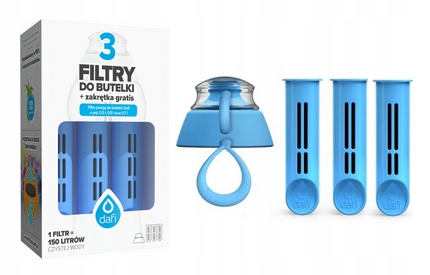 3 X FILTRY DAFI DO BUTELKI FILTRUJĄCEJ SOFT SOLID + ZAKRĘTKA MIX KOLOR