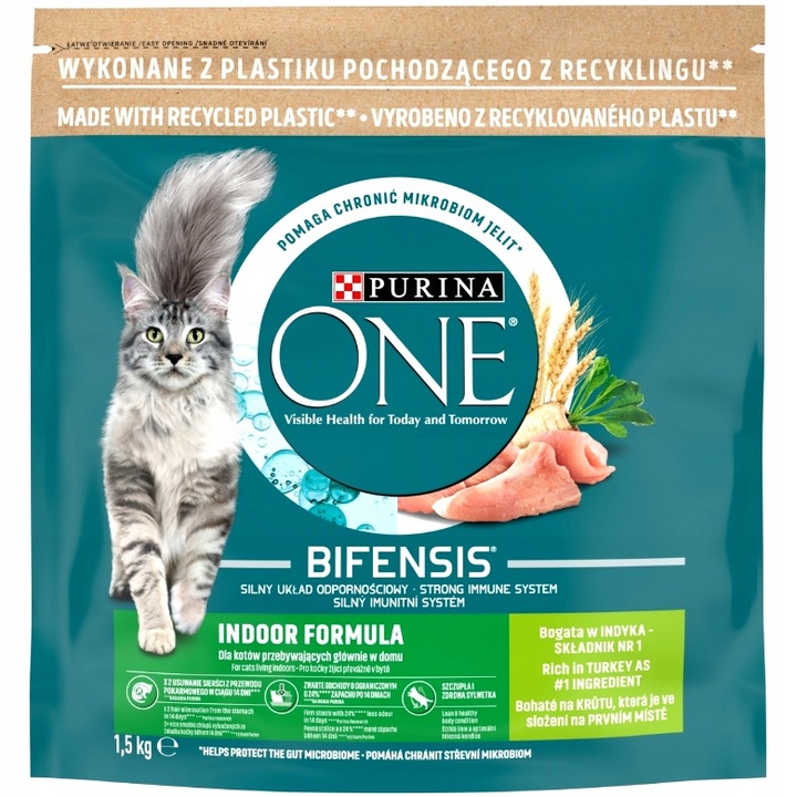 PURINA ONE INDOOR FORMULA Bifensis Sucha Karma dla Kota Z INDYKIEM 1,5kg
