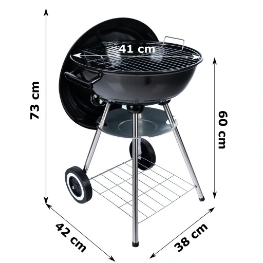 Grill Ogrodowy węglowy na brykiet Zamykany POKRYWA BBQ KETTLE półka