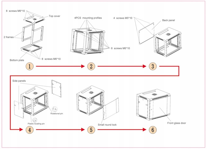 Szafa wisząca RACK 19" 18U, 450mm, Netrack F-Line, czarna, drzwi szklane
