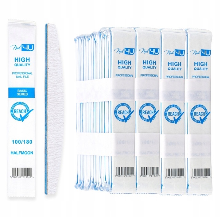 NAIL4U PILNIK DO PAZNOKCI BASIC ŁÓDKA PÓŁKSIĘŻYC 100/180 OPAKOWANY 100