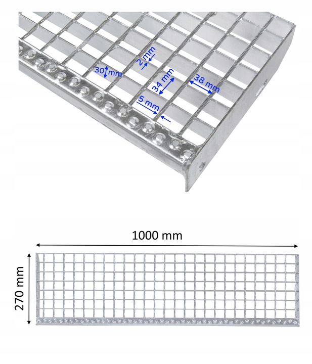 Stopnie WEMA 1000x270 mm | ocynkowane | 30x2 mm | stopień stalowy,