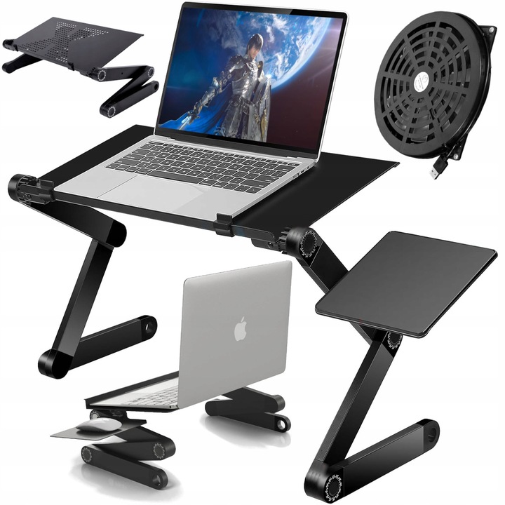 Stolik do laptopa REUGULOWANY GAMINGOWY Z WENTYLATOREM podstawka pod łóżka