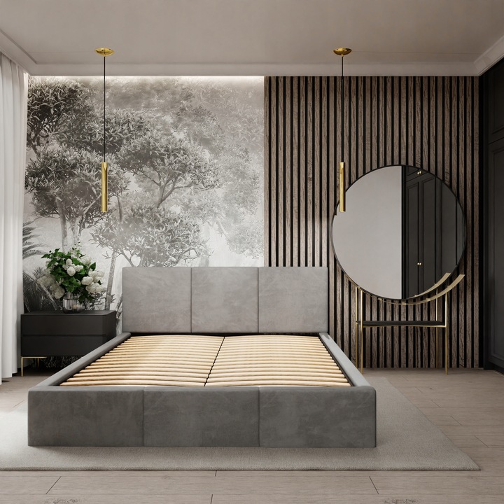 ŁÓŻKO TAPICEROWANE DO SYPIALNI 140x200 ŁÓŻKO PODWÓJNE Z POJEMNIKIEM