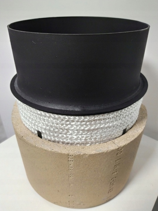 PRZEJŚCIE REDUKCJA NA KOMIN ceramiczny FI 180/200 CZARNA BLACHA 2 MM SZNUR