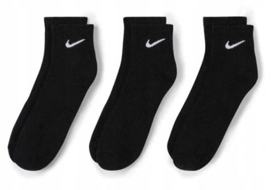 SKARPETY NIKE EVER DAY UNISEX ROZMIAR 34-38 CZARNE PÓŁWYSOKIE 3 PARY