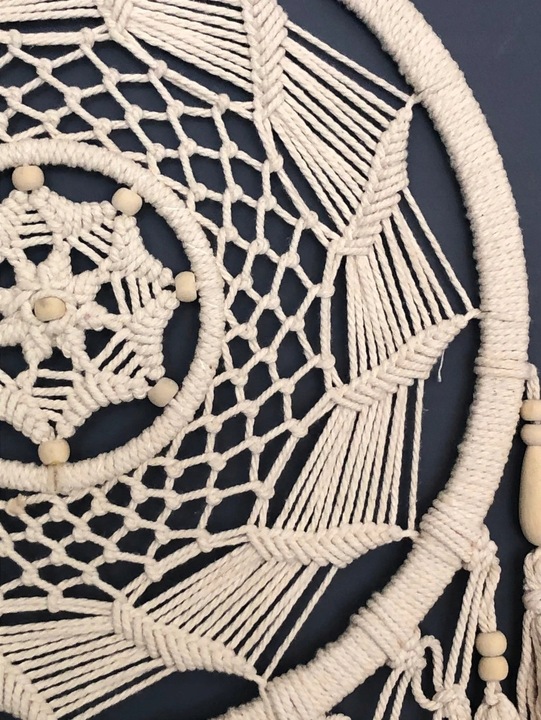 Makrama na Ścianę Boho Łapacz Snów Wiszący Ozdoba Ścienna ze Sznurka Duży