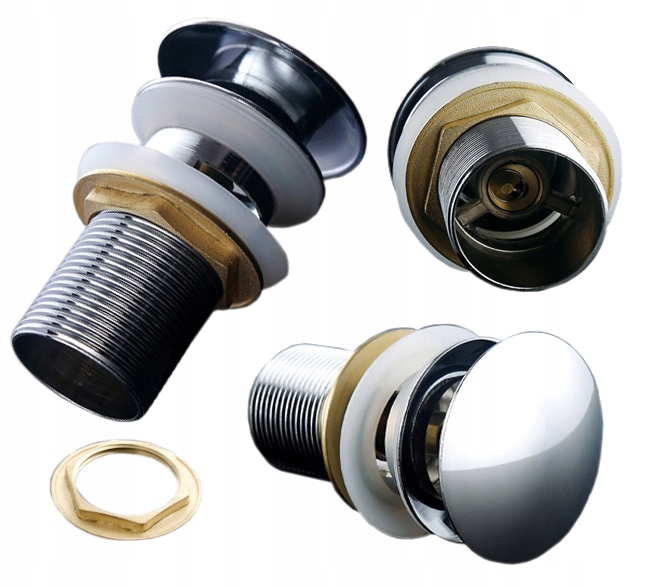 KOREK KLIK KLAK DO UMYWALKI MOSIĘŻNY UMYWALKOWY Z PRZELEWEM CHROM 1 1/4"